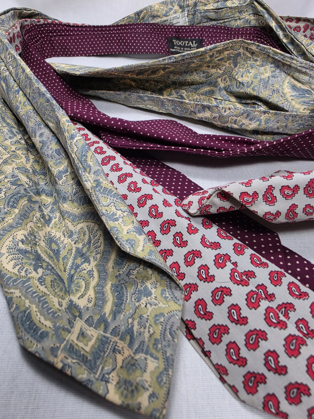 3 Men's Bow Ties Lot Tootal Liberty of London Unbranded Red Paisley Vintage